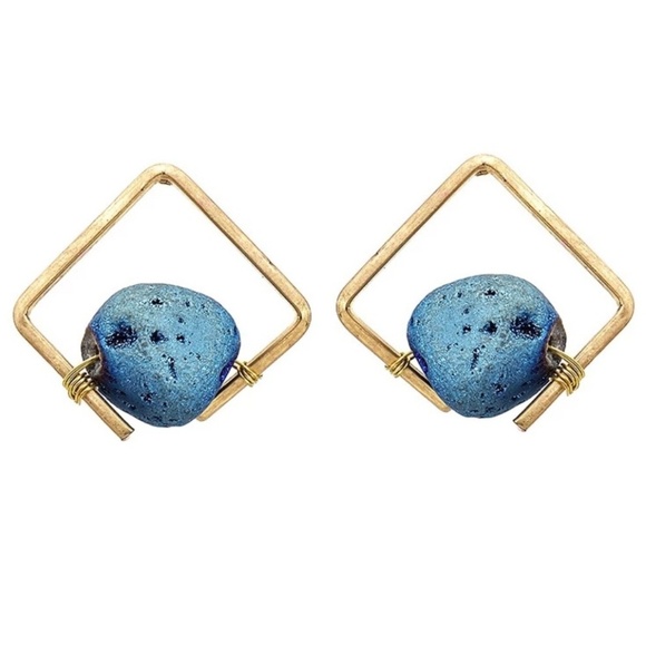 Geometric natural stone earrings - Picture 2 of 4